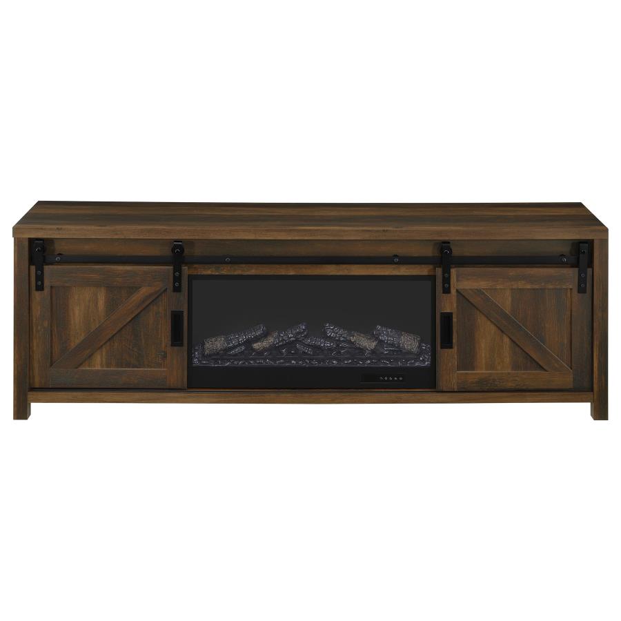 Enfield 71-inch TV Stand Fireplace Media Console Dark Pine-4