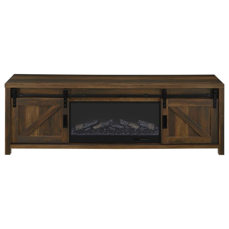 Enfield 71-inch TV Stand Fireplace Media Console Dark Pine-zoom-