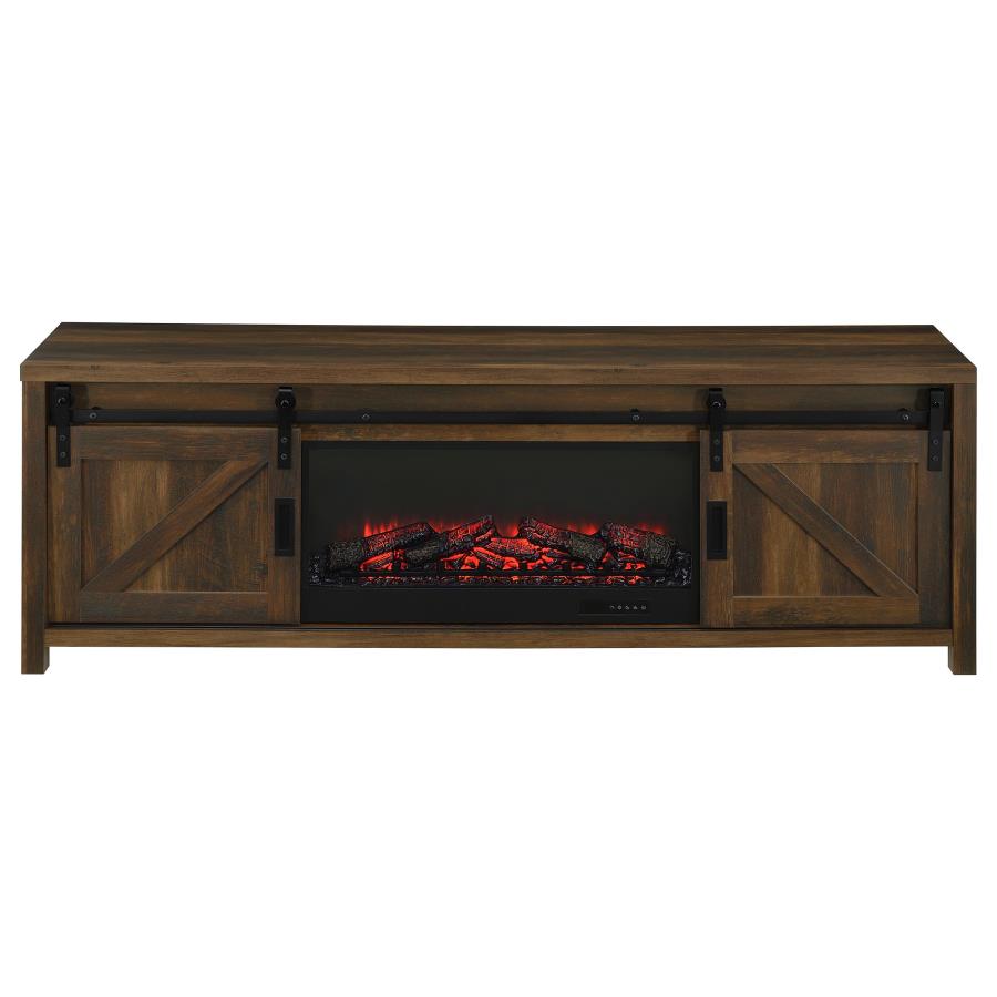 Enfield 71-inch TV Stand Fireplace Media Console Dark Pine-5