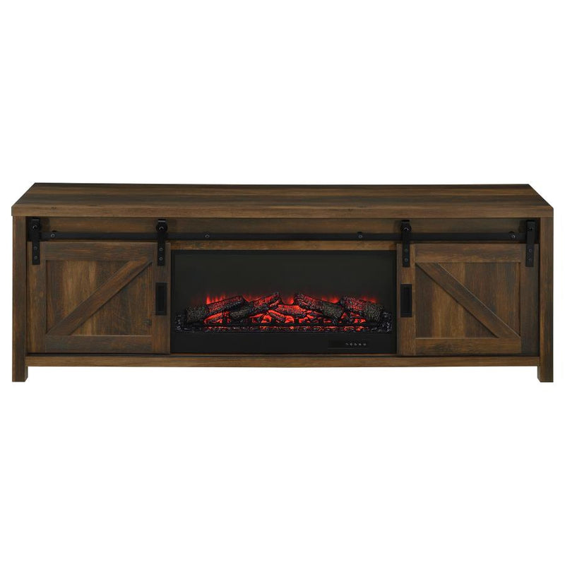 Enfield 71-inch TV Stand Fireplace Media Console Dark Pine-zoom-