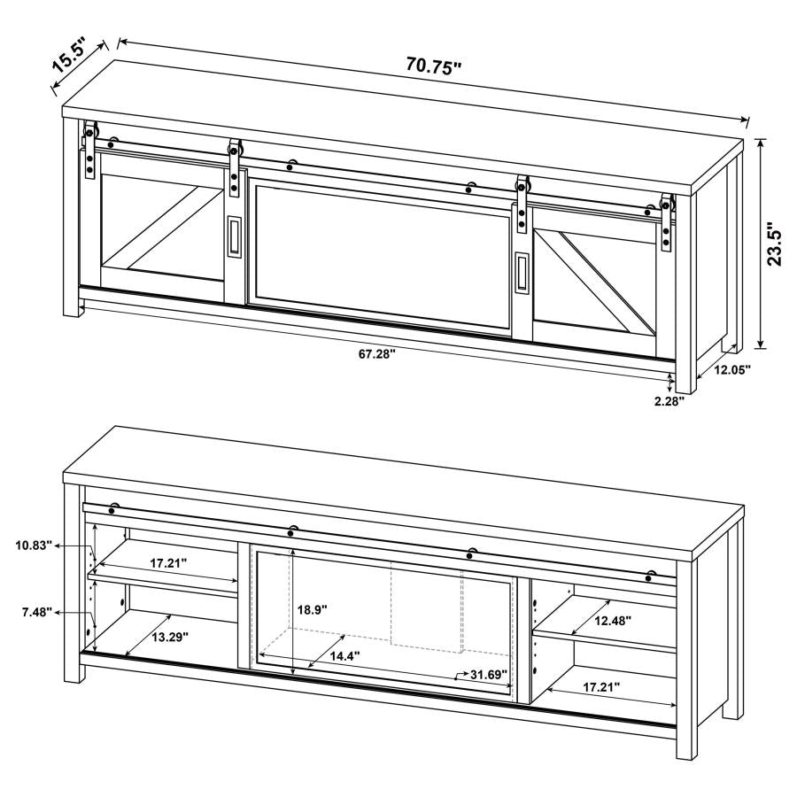 Enfield 71-inch TV Stand Fireplace Media Console Dark Pine-15
