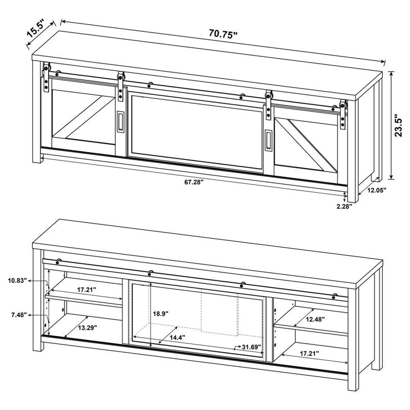 Enfield 71-inch TV Stand Fireplace Media Console Dark Pine-zoom-
