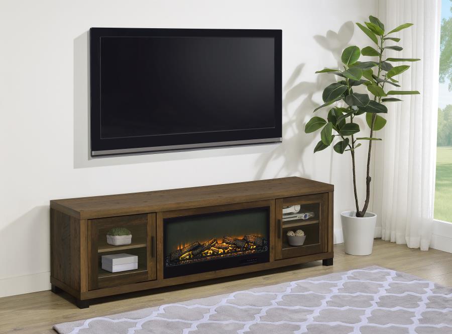 Havering 71-inch TV Stand Fireplace Media Console Dark Pine-zoom-2