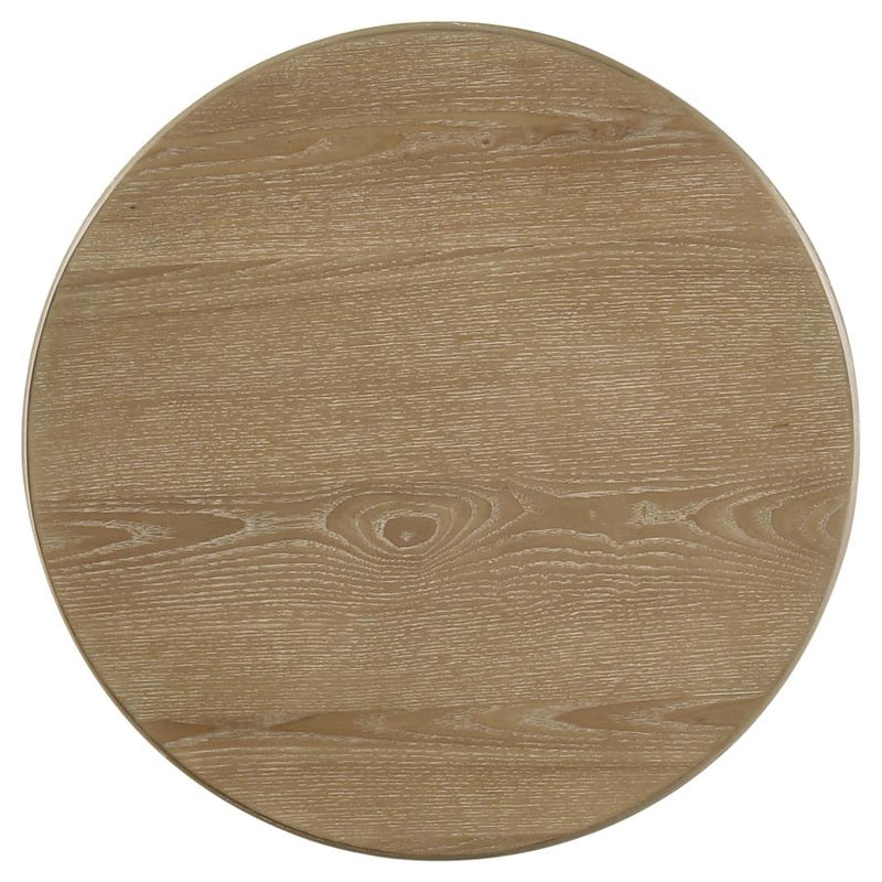 Adina Round Wood Side End Table Distressed Light Brown-zoom-