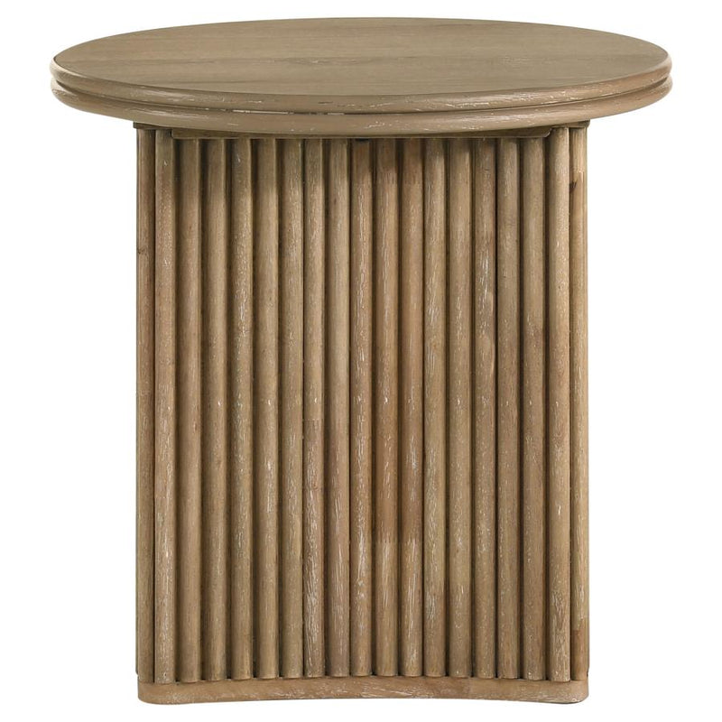 Adina 3-piece Round Coffee Table Set Distressed Light Brown-zoom-