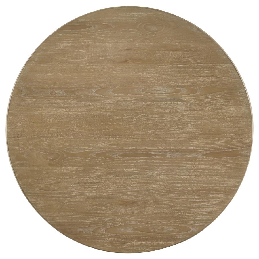 Adina 36-inch Round Wood Coffee Table Distressed Light Brown-zoom-5