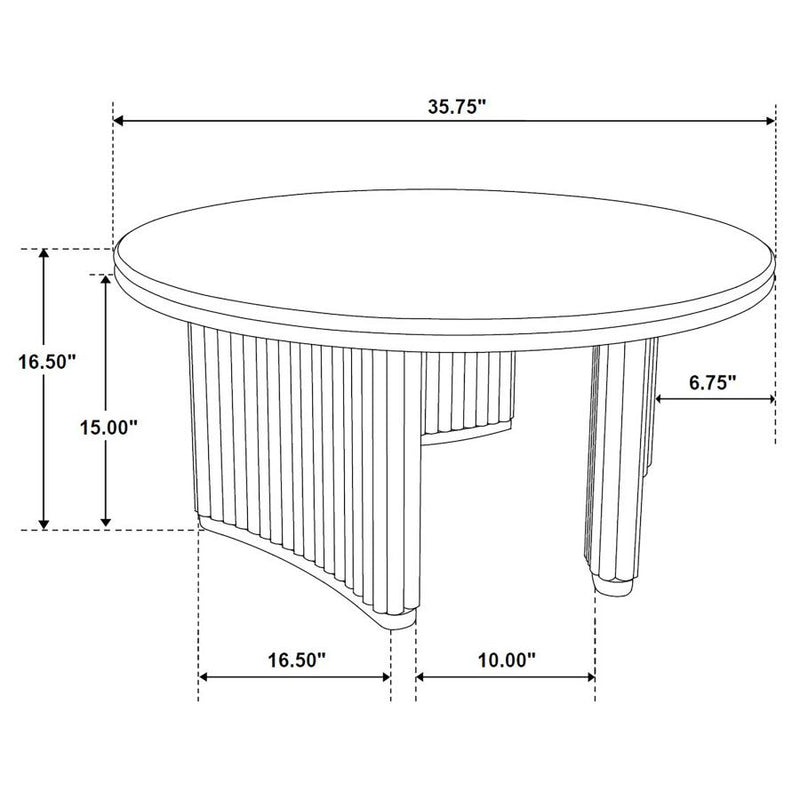 Adina 36-inch Round Wood Coffee Table Distressed Light Brown-zoom-