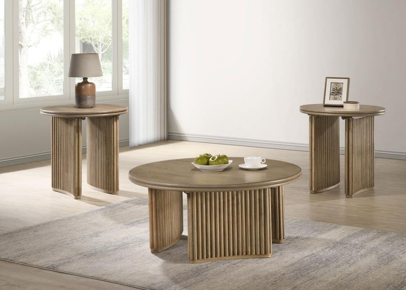 Adina 36-inch Round Wood Coffee Table Distressed Light Brown-zoom-