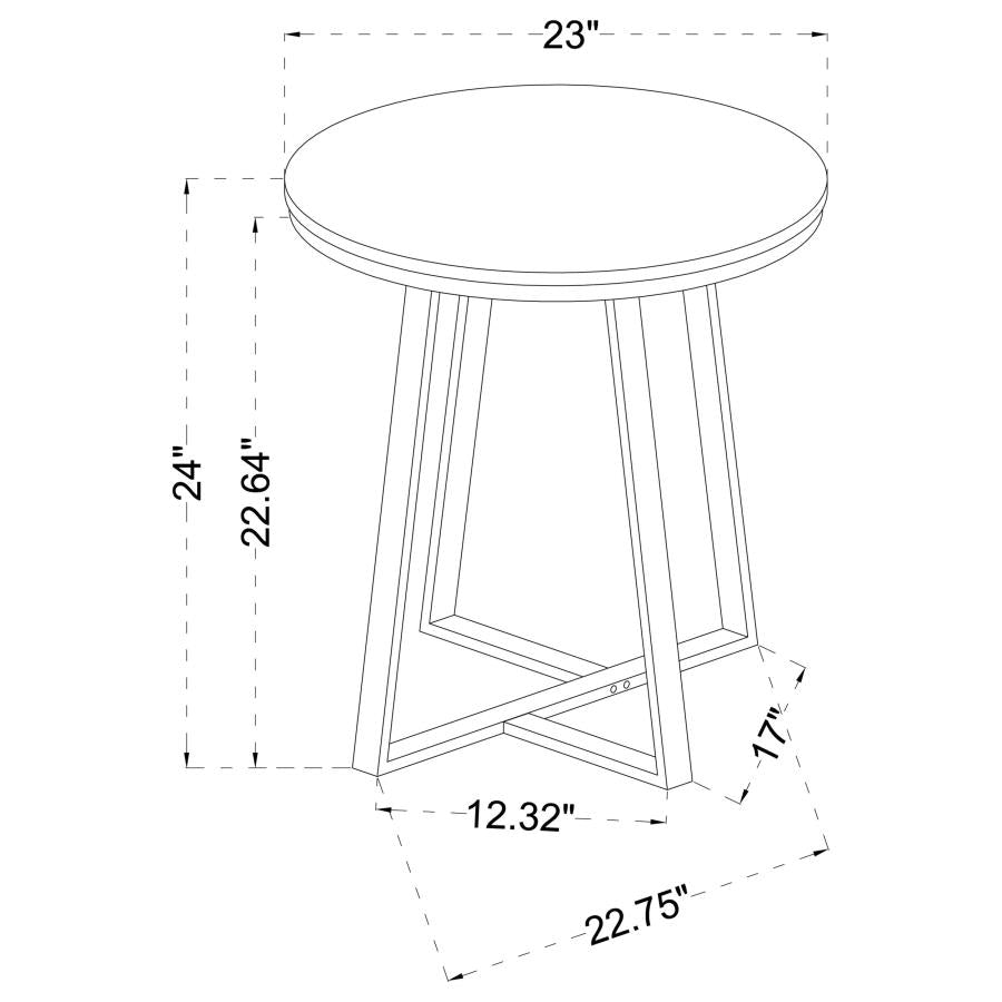 Hugo Round Faux Marble End Table White and Matte Black-3