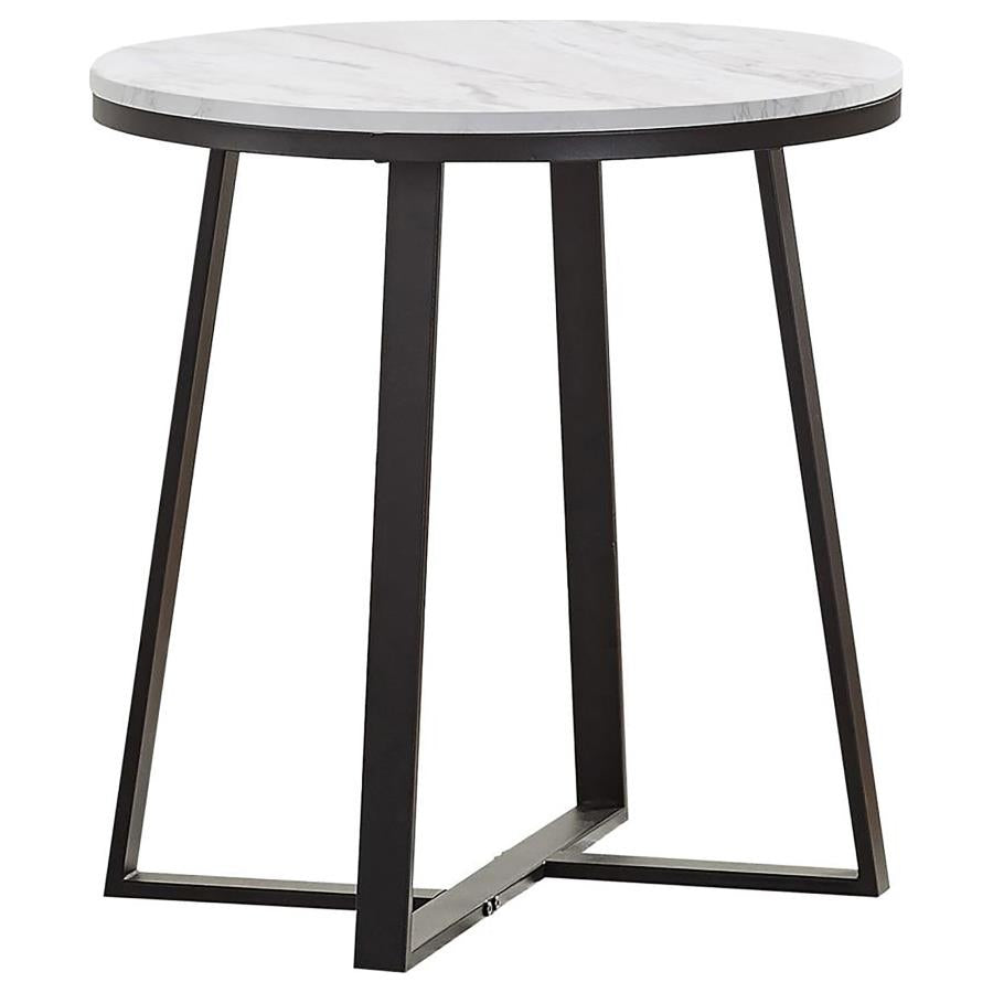 Hugo 2-piece Coffee and End Table Set White Faux Marble-zoom-3