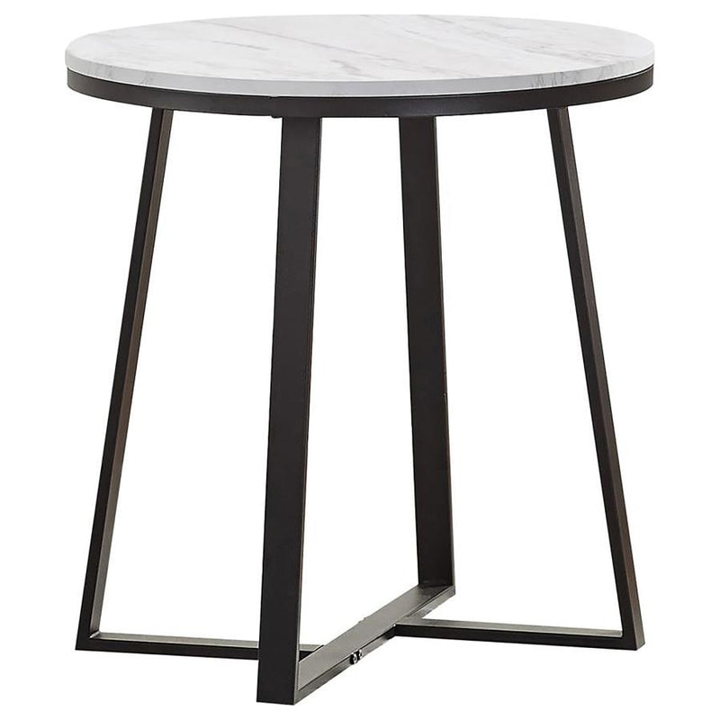 Hugo 3-piece Coffee and End Table Set White Faux Marble-zoom-