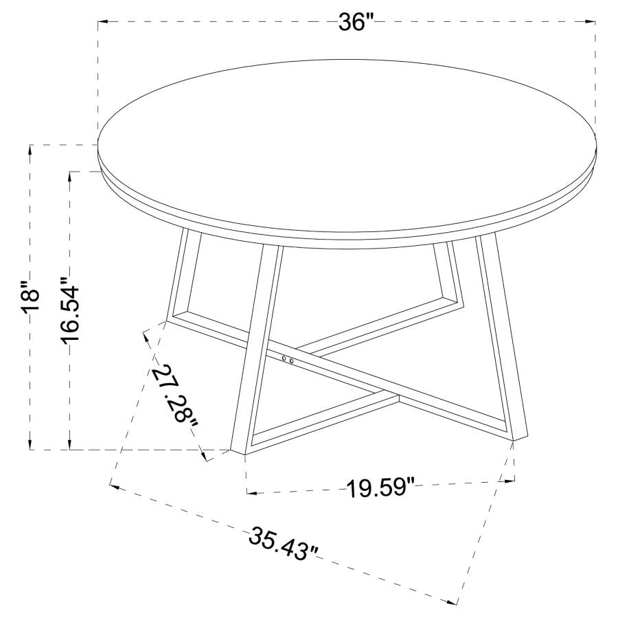Hugo Round Faux Marble Coffee Table White and Matte Black-3