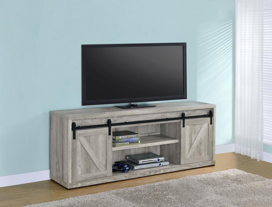 Brockton 2-door Engineered Wood 71-inch TV Stand Grey Driftwood-2