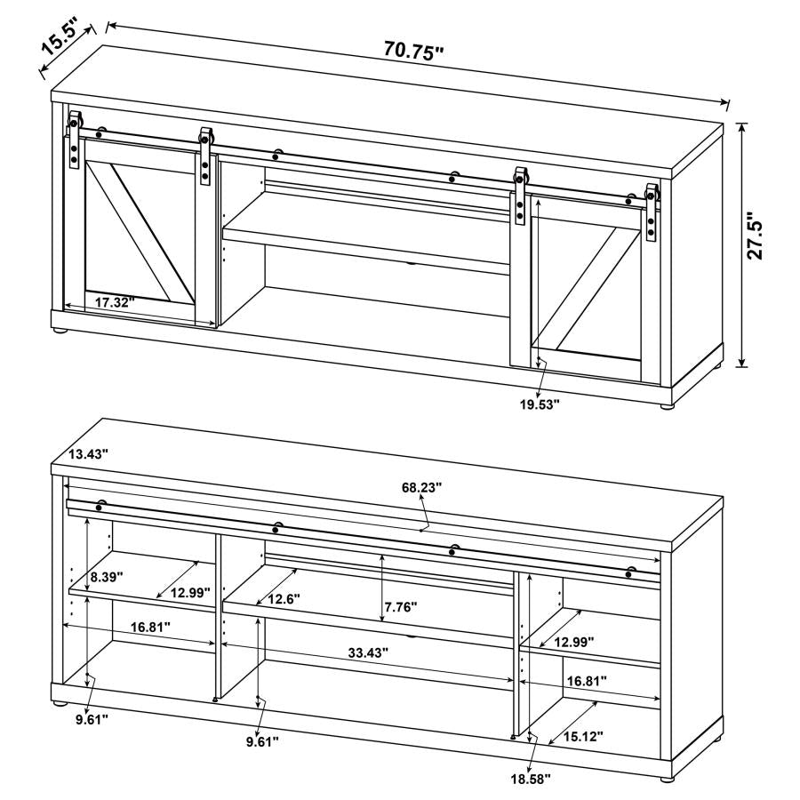 Brockton 2-door Engineered Wood 71-inch TV Stand Grey Driftwood-5