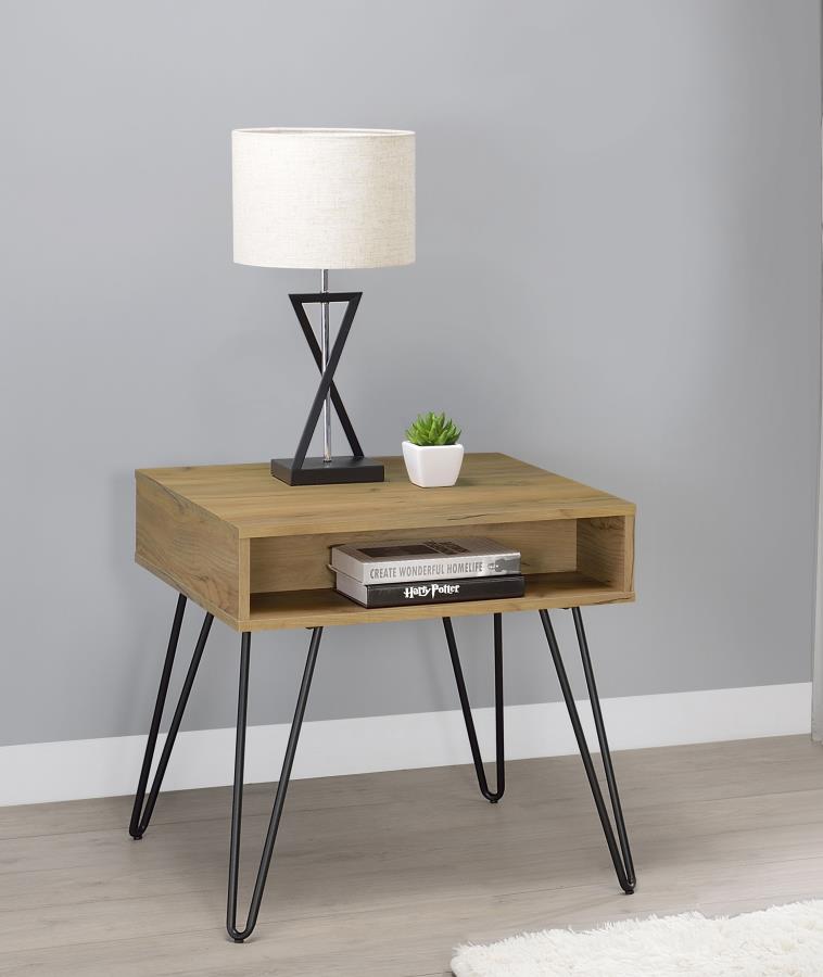 Fanning Engineered Wood Side End Table Golden Oak-zoom-2