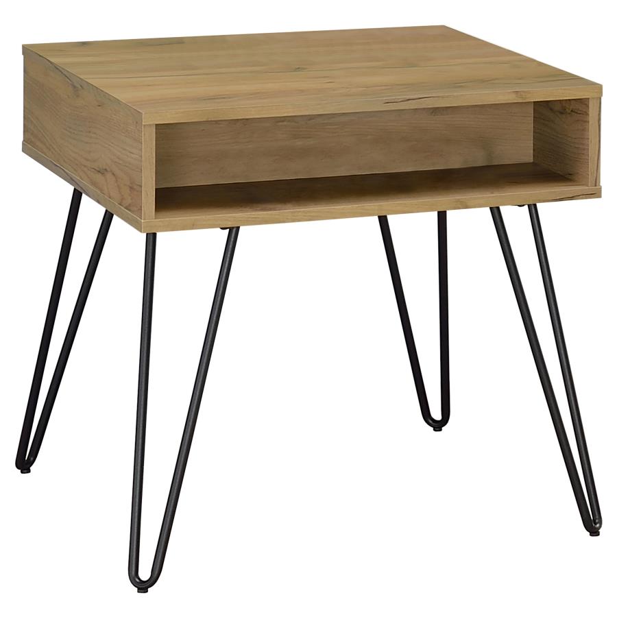 Fanning Engineered Wood Side End Table Golden Oak-1