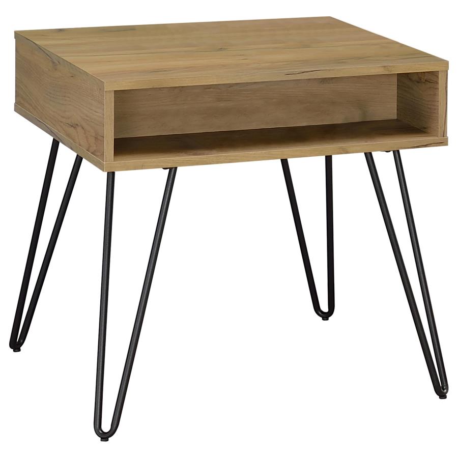 Fanning 3-piece Lift Top Coffee and End Table Set Golden Oak-zoom-3