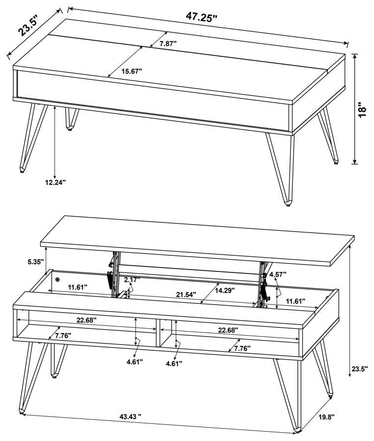 Fanning Engineered Wood Lift Top Coffee Table Golden Oak-zoom-