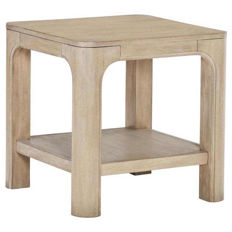 Solano Square Wood Side End Table with Shelf Weathered Mango-zoom-