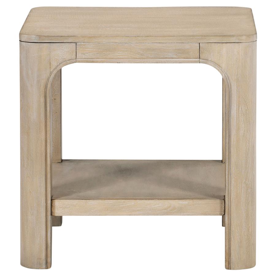 Solano Square Wood Side End Table with Shelf Weathered Mango-zoom-3