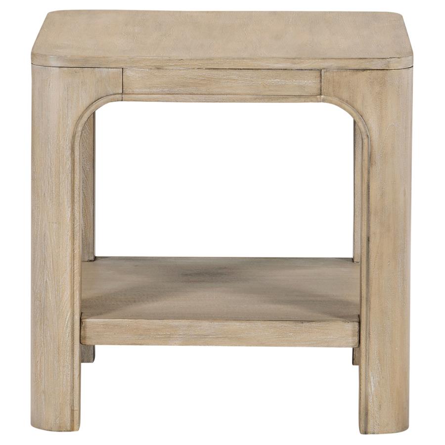 Solano Square Wood Side End Table with Shelf Weathered Mango-zoom-5
