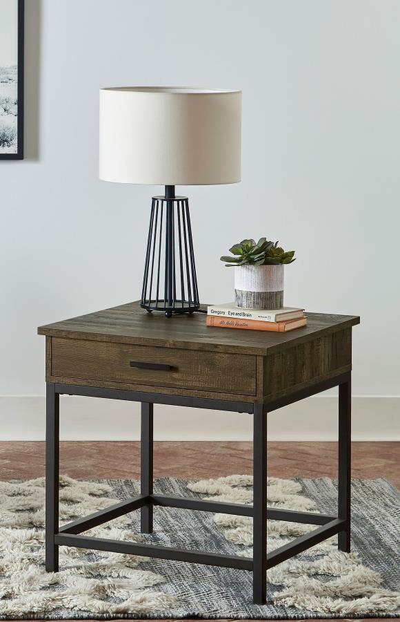Byers 1-drawer Square Engineered Wood End Table Brown Oak-zoom-