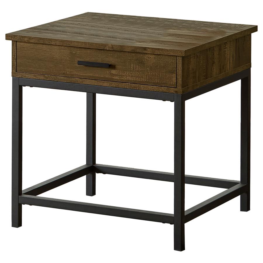 Byers 1-drawer Square Engineered Wood End Table Brown Oak-1