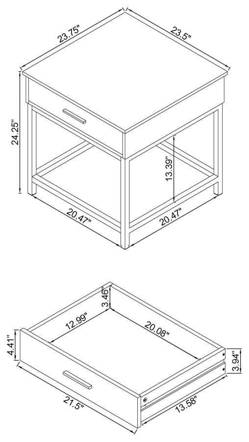 Byers 1-drawer Square Engineered Wood End Table Brown Oak-3