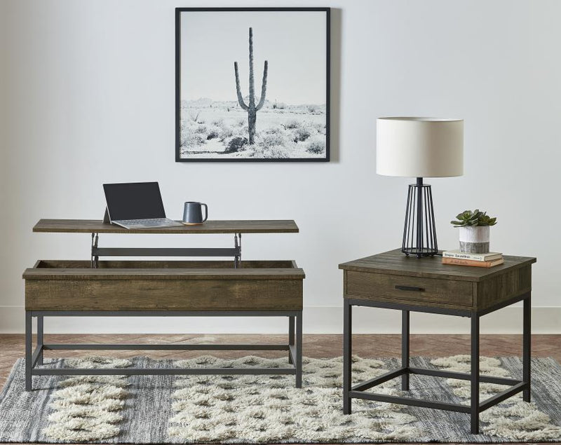 Byers 2-piece Lift Top Coffee and End Table Set Brown Oak-zoom-