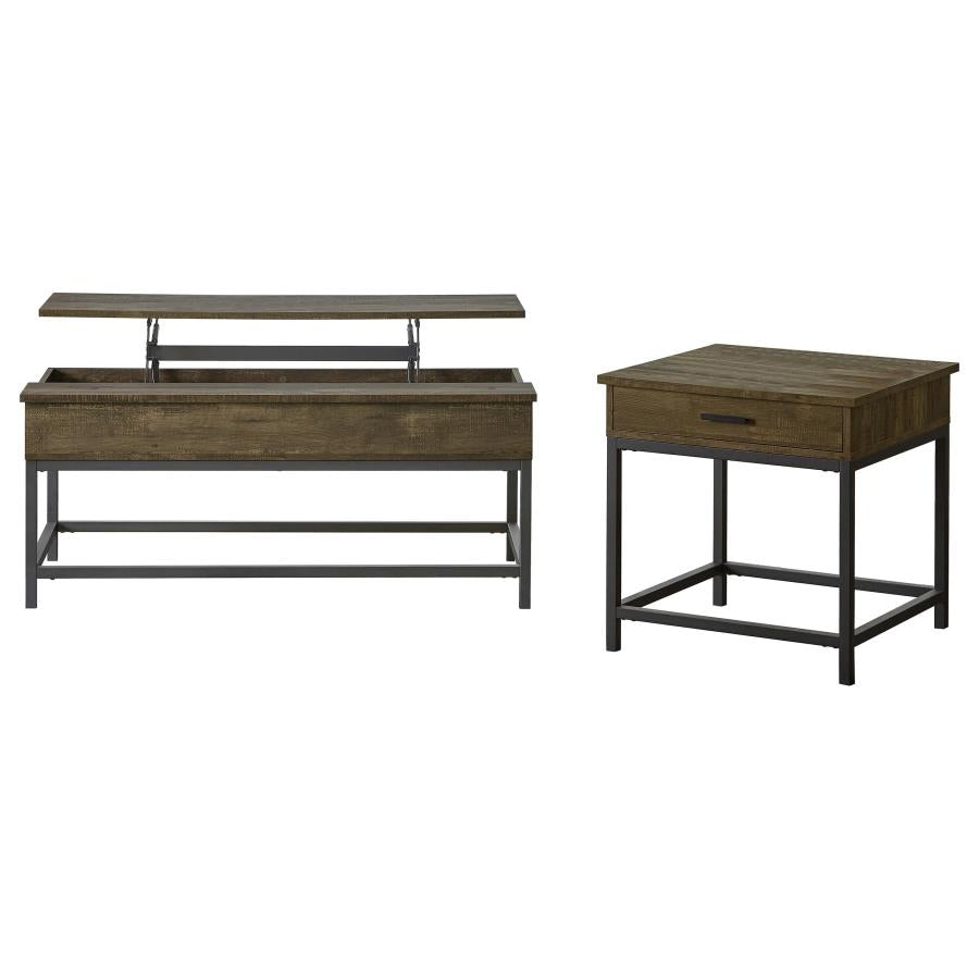 Byers 2-piece Lift Top Coffee and End Table Set Brown Oak-2