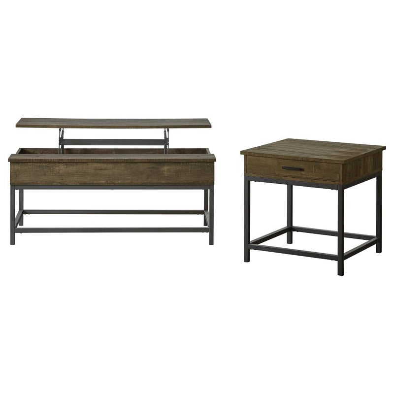 Byers 2-piece Lift Top Coffee and End Table Set Brown Oak-zoom-