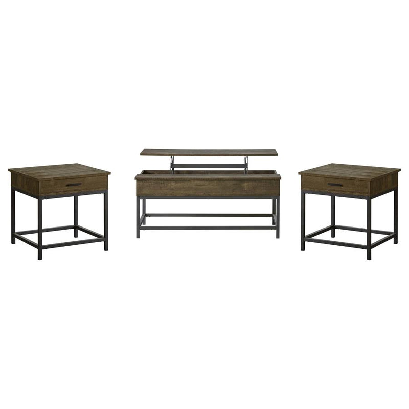 Byers 3-piece Lift Top Coffee and End Table Set Brown Oak-zoom-