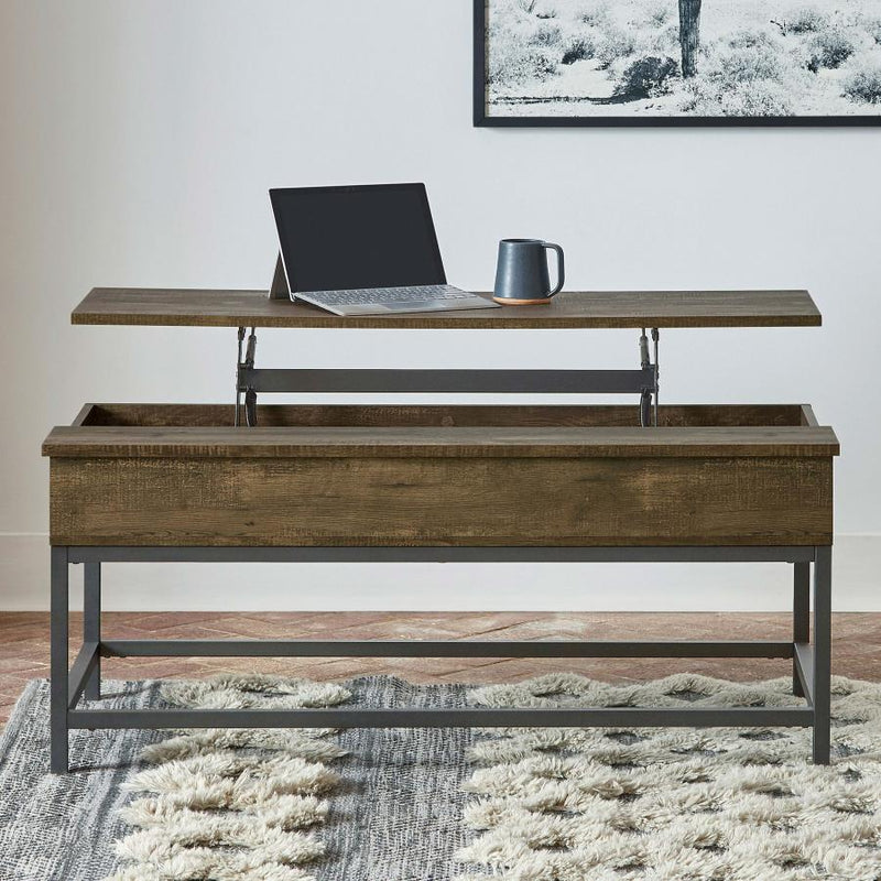 Byers Engineered Wood Lift Top Coffee Table Brown Oak-zoom-