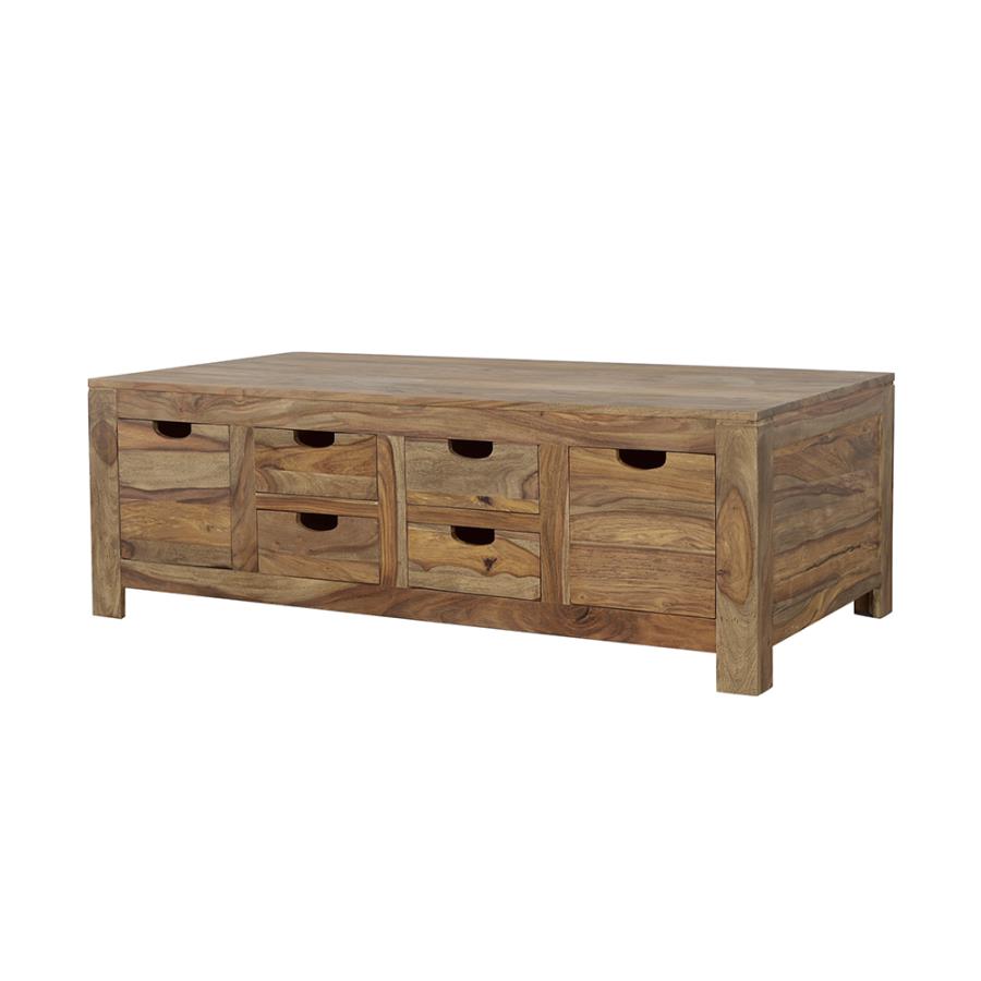 Esther 6-drawer Solid Wood Coffee Table Natural Sheesham-zoom-4