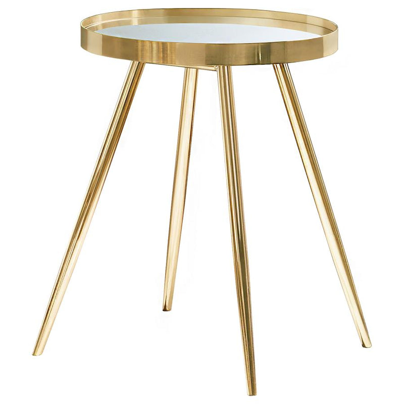 Kaelyn Round Mirror Top End Side Table Gold-zoom-