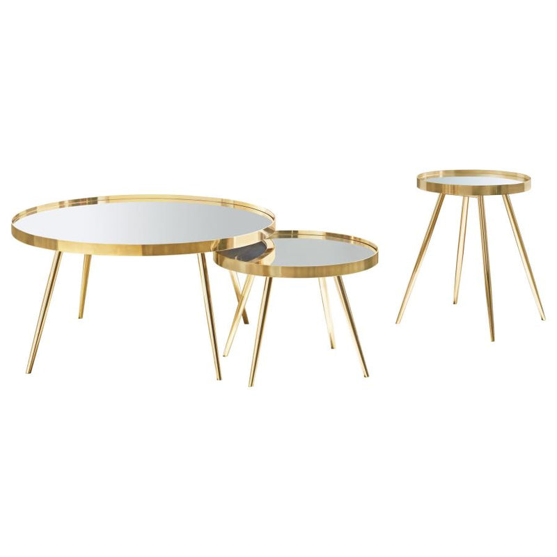 Kaelyn 3-piece Round Coffee and End Table Set Gold-zoom-