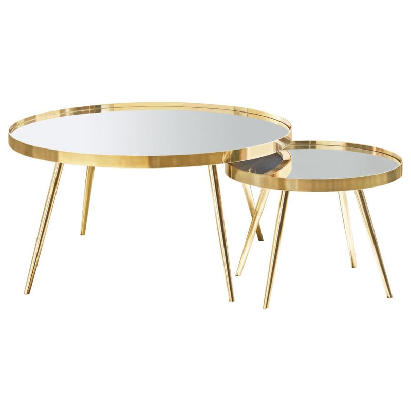 Kaelyn 3-piece Round Coffee and End Table Set Gold-zoom-