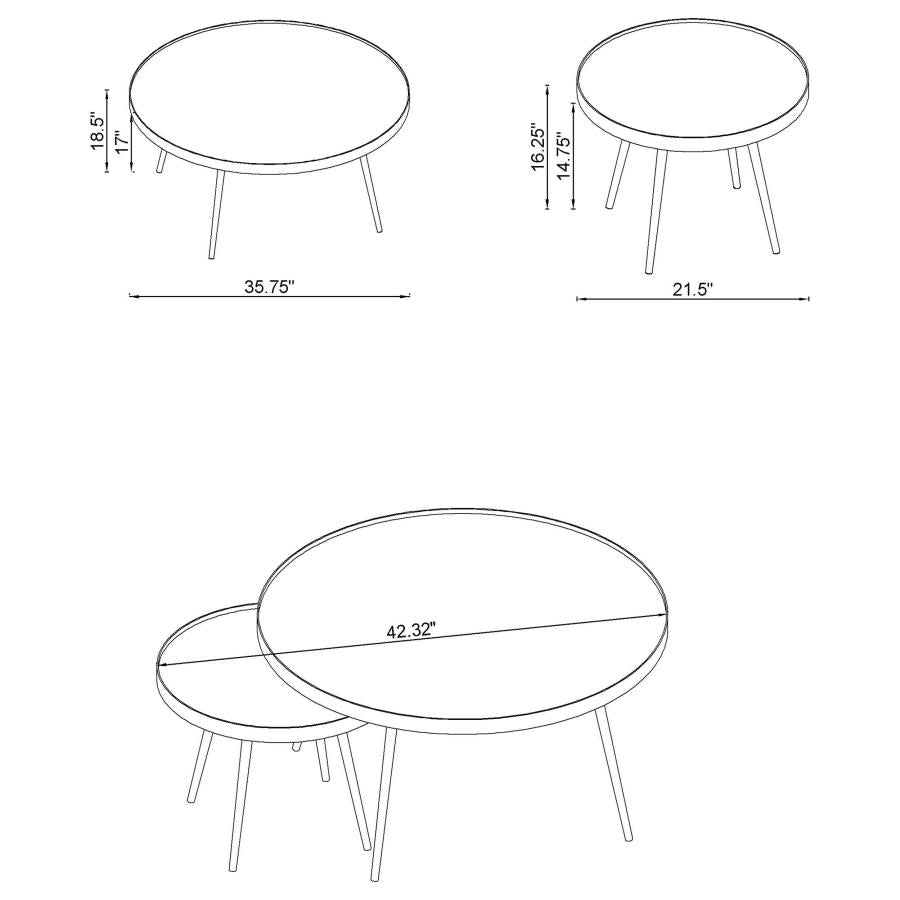 Kaelyn 3-piece Round Coffee and End Table Set Gold-zoom-6