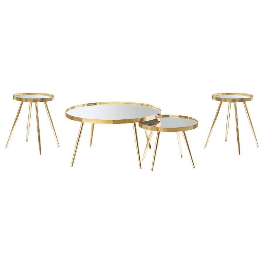 Kaelyn 4-piece Round Coffee and End Table Set Gold-zoom-2