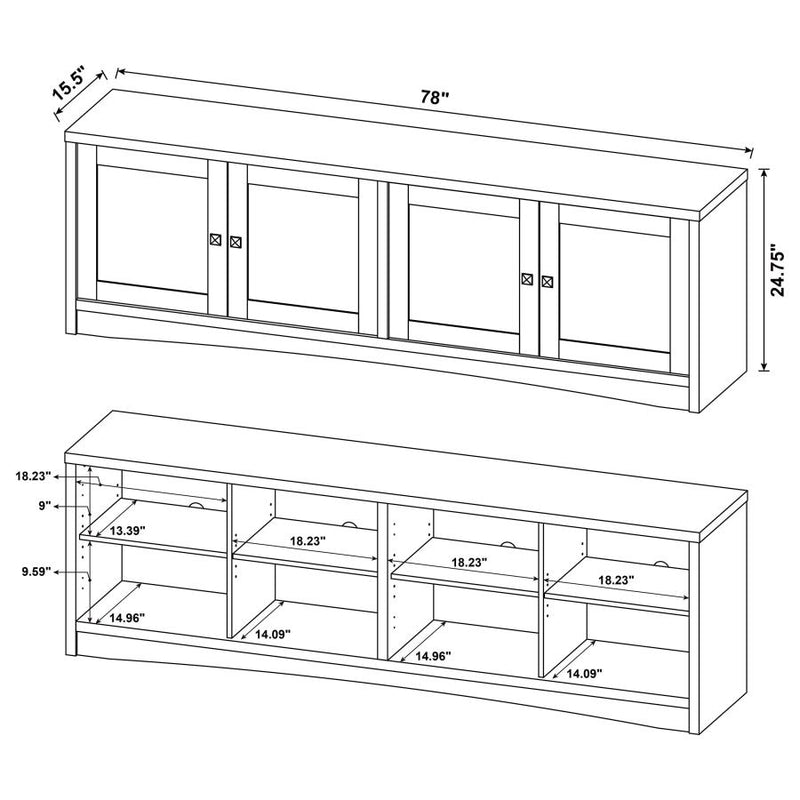 Laughlin 4-door Engineered Wood 78-inch TV Stand Dark Pine-zoom-