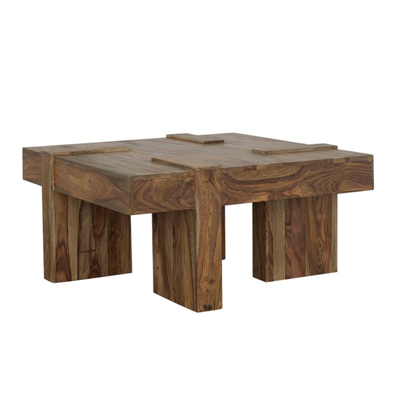 Samira Square Solid Wood Coffee Table Natural Sheesham-zoom-
