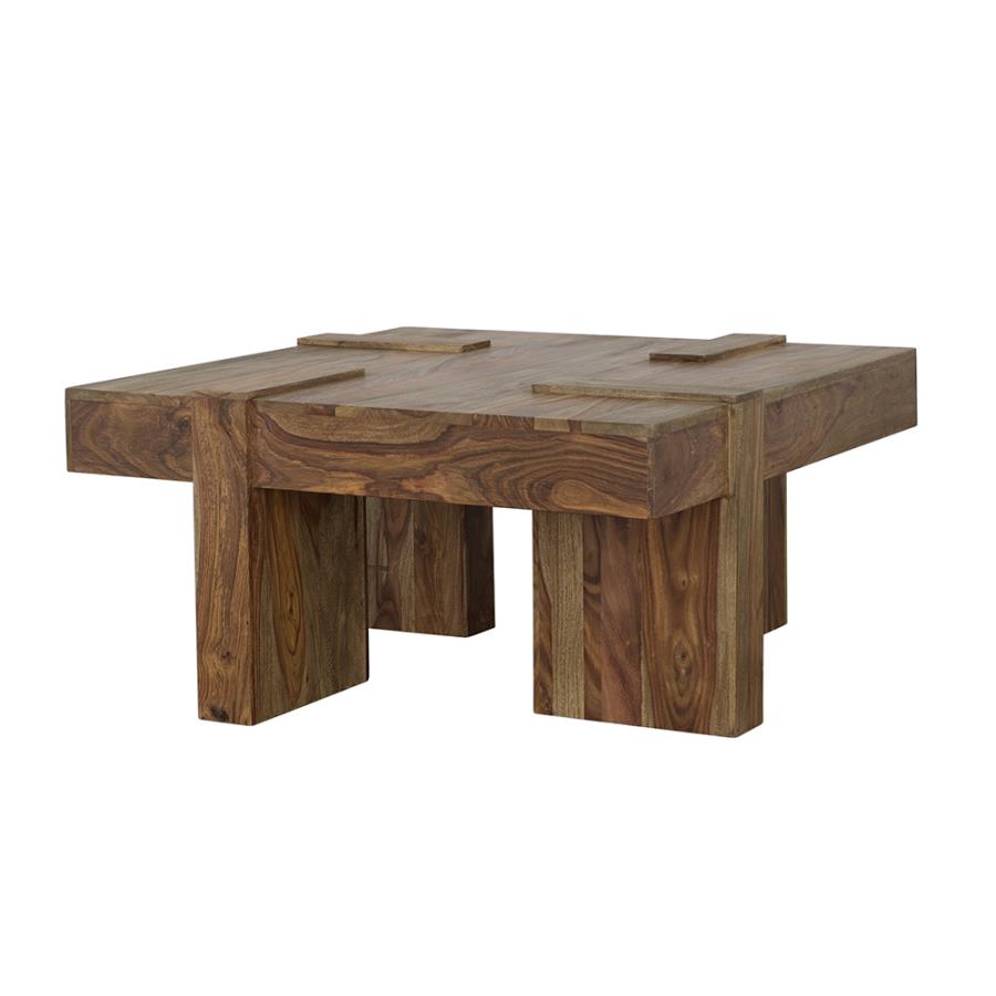 Samira Square Solid Wood Coffee Table Natural Sheesham-4