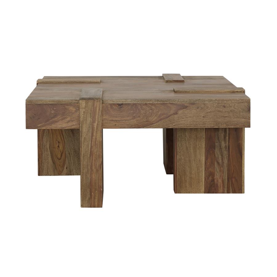 Samira Square Solid Wood Coffee Table Natural Sheesham-5