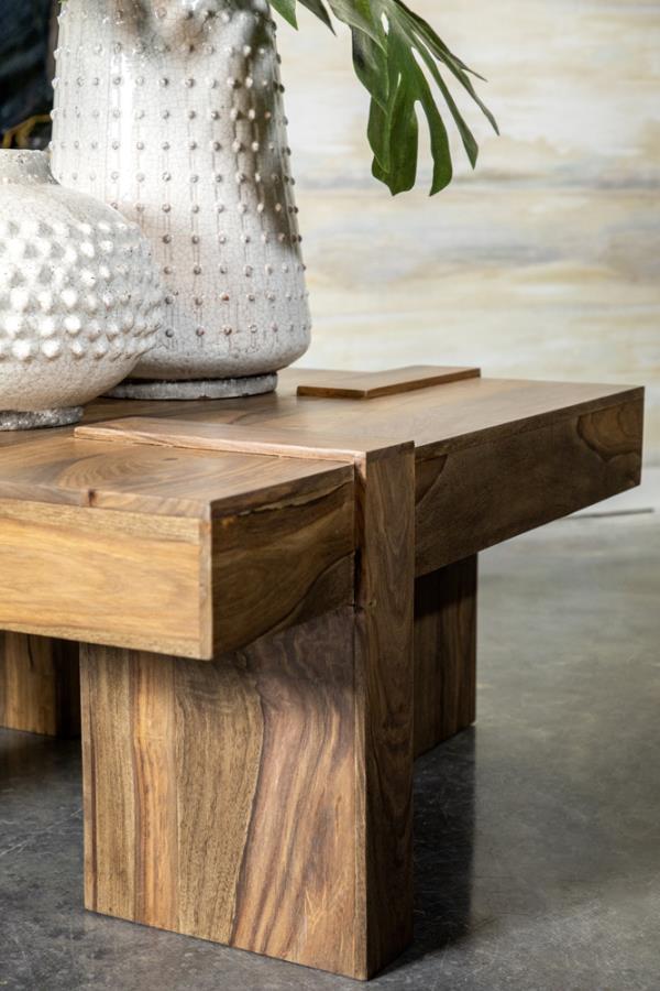 Samira Square Solid Wood Coffee Table Natural Sheesham-zoom-10