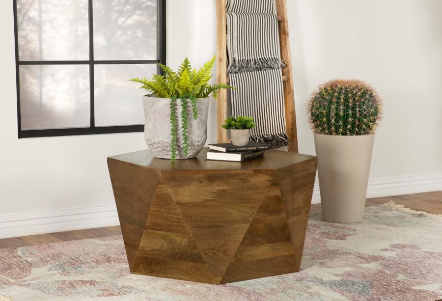 Zalika Hexagonal Solid Mango Wood Coffee Table Natural-2