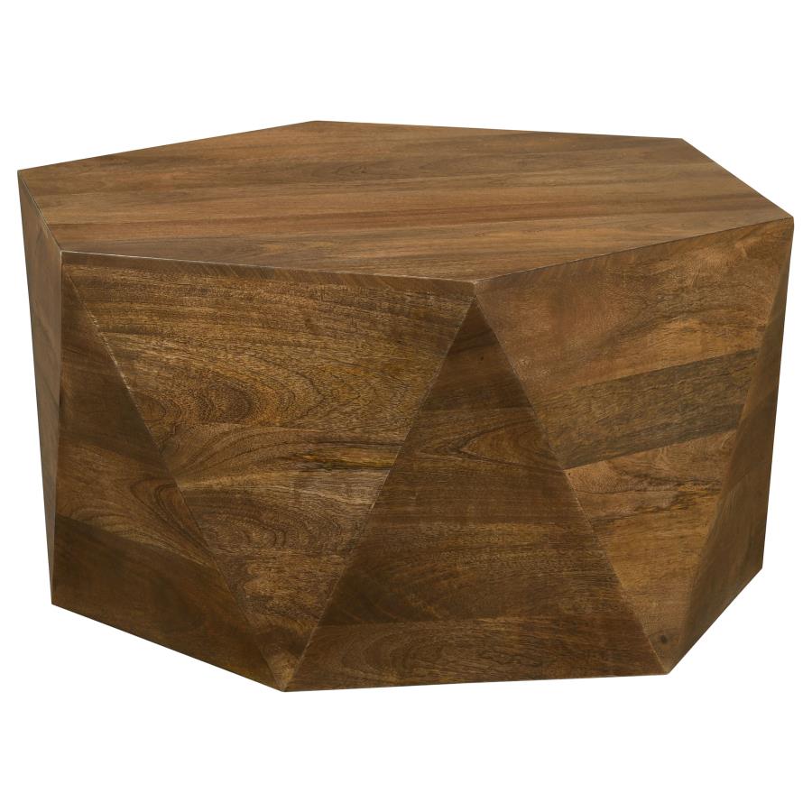 Zalika Hexagonal Solid Mango Wood Coffee Table Natural-1