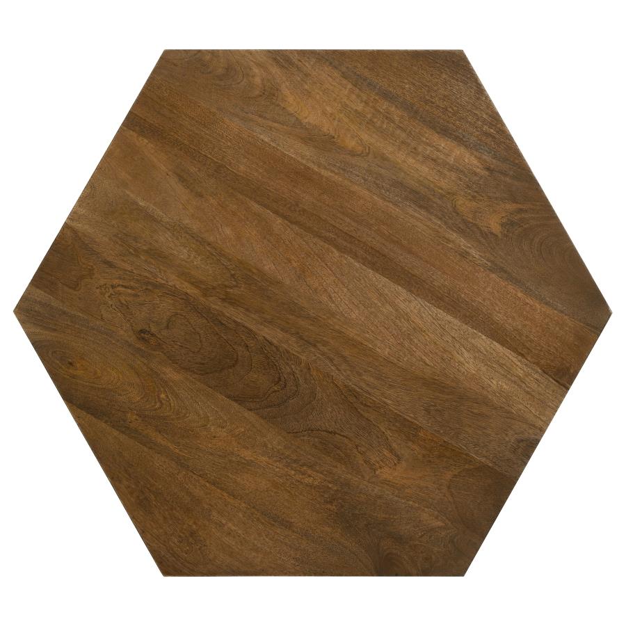 Zalika Hexagonal Solid Mango Wood Coffee Table Natural-3