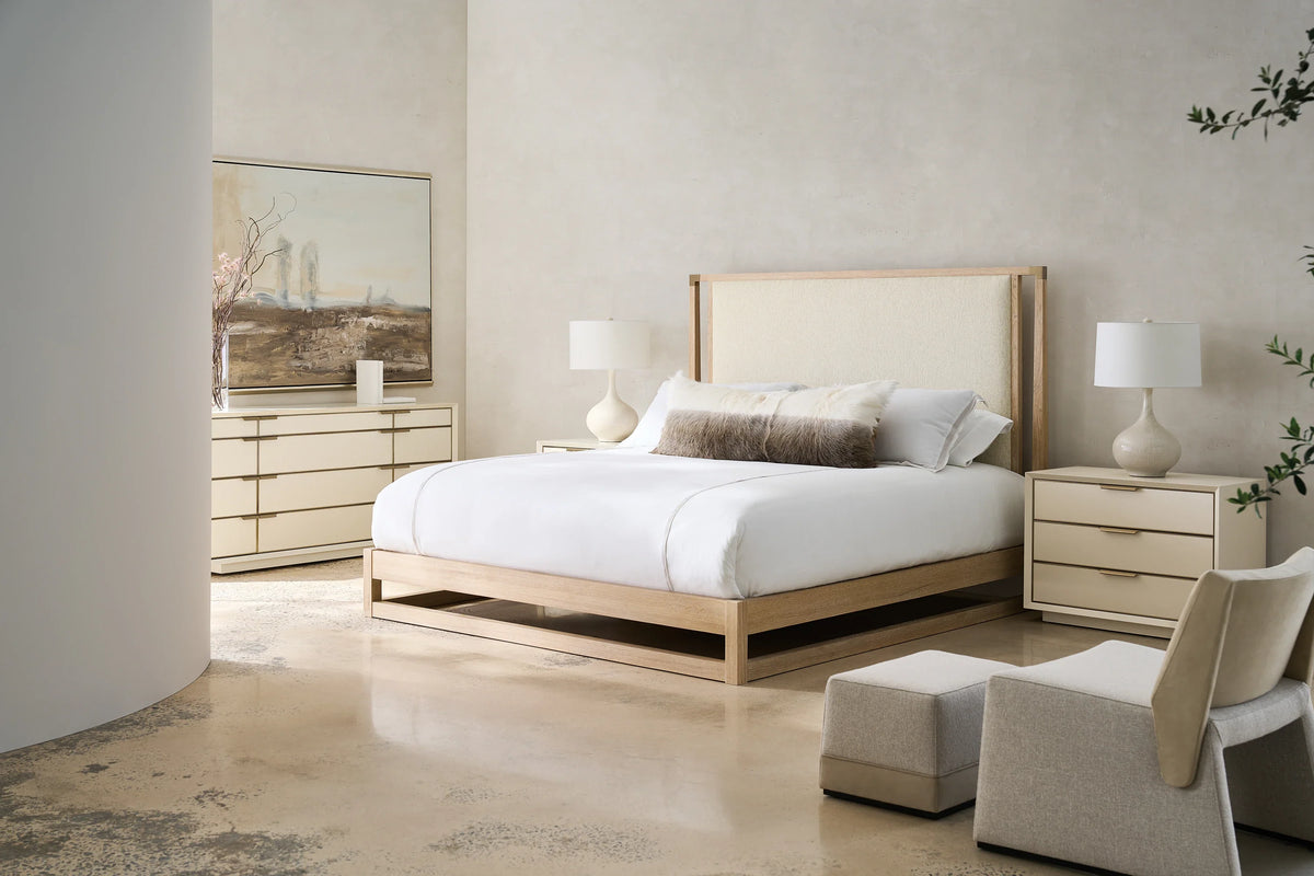 Caracole Pinstripe Bed – angle view – Lusso Furniture Miami