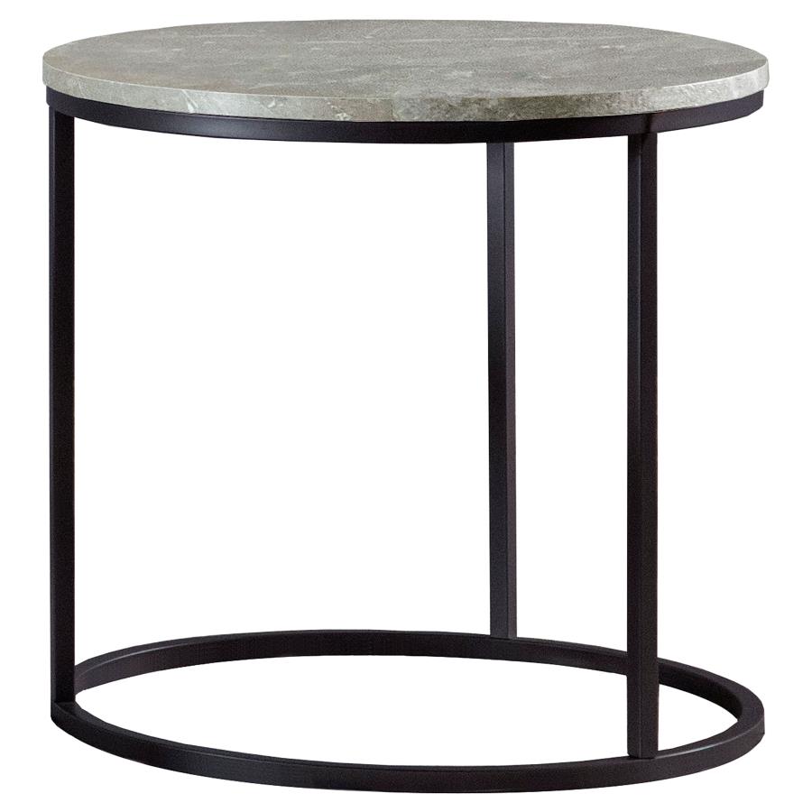 Lainey Round Faux Marble Side End Table Grey-zoom-1