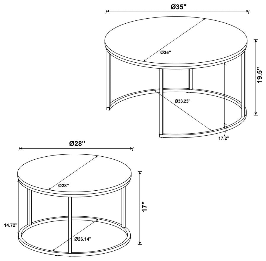 Lainey 2-piece Round Faux Marble Nesting Coffee Table Grey-zoom-5